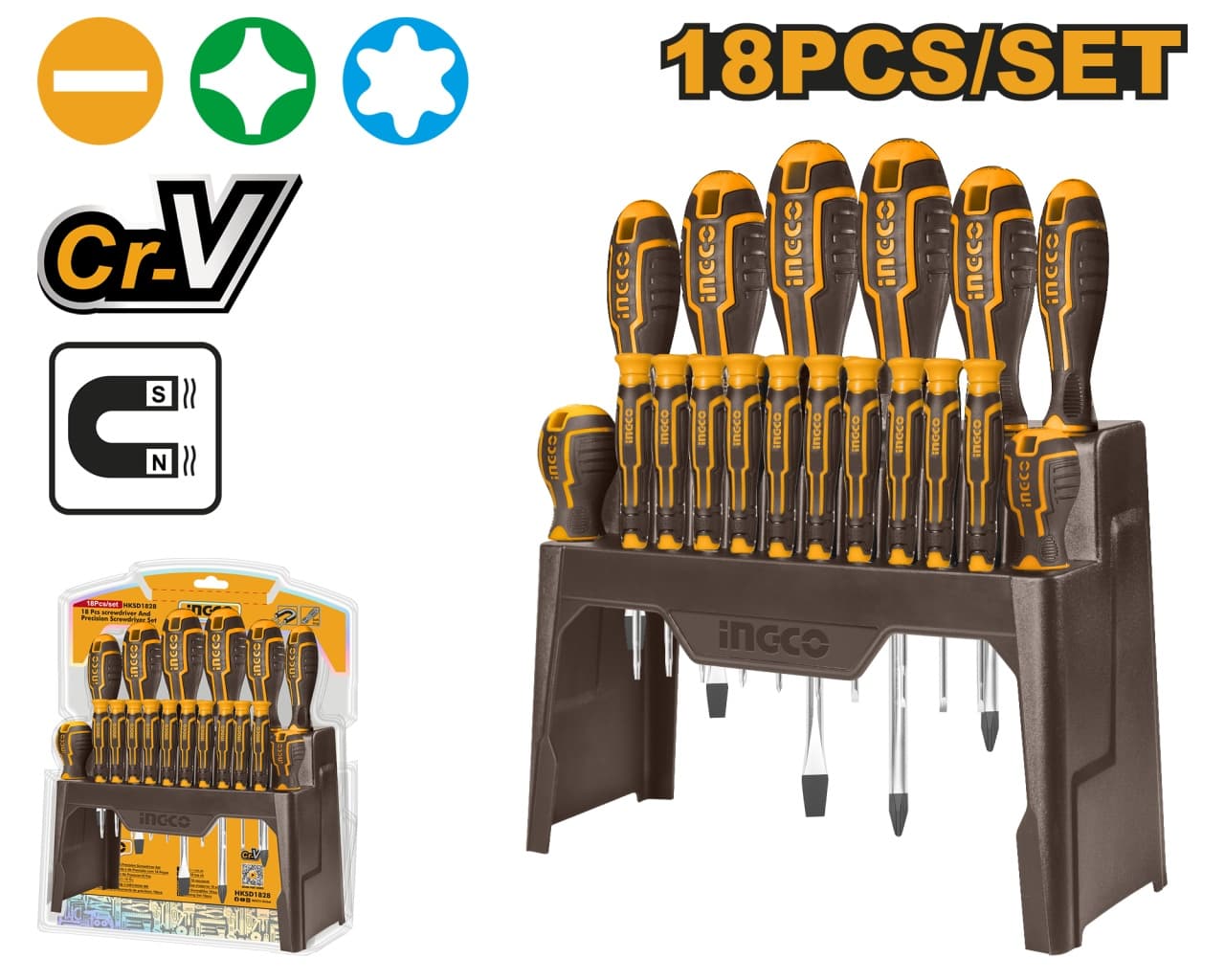 Surubelnite Precizie Set CR-V 18pcs INGCO HKSD1828