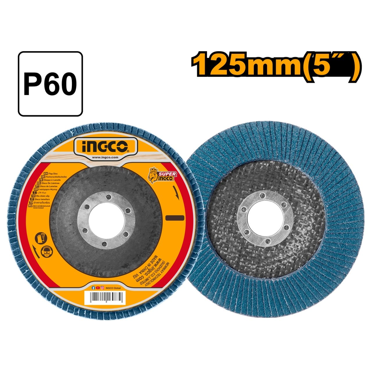 Disc Lamelar Slefuit 125mm Albastru P60 INGCO FDZ1252