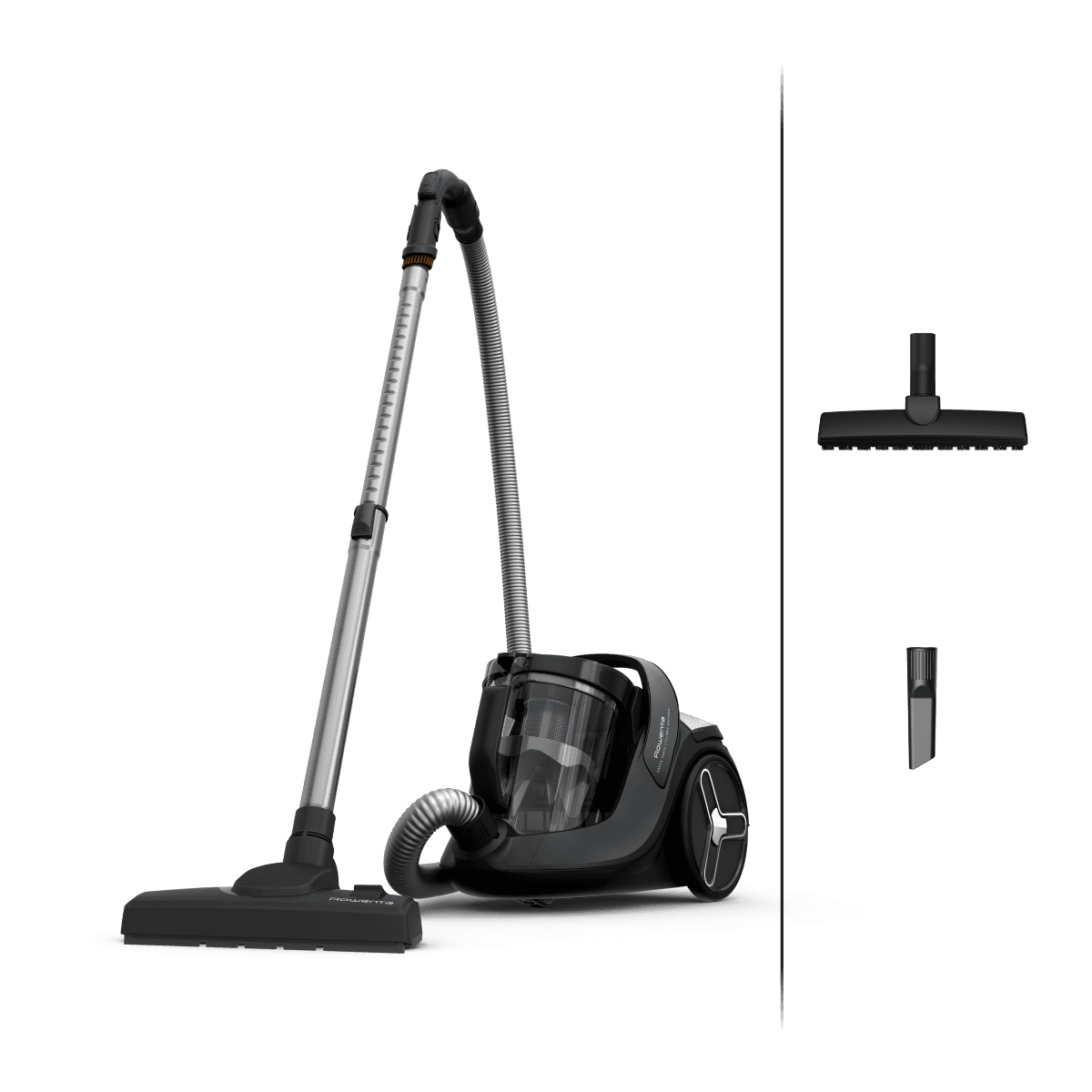 Aspirator fara sac ROWENTA Green Force Cyclonic Effitech® RO7C36EA  500 W  recipient pentru praf 2.5 L  design eco  filtrare tip HEPA  negru & gri