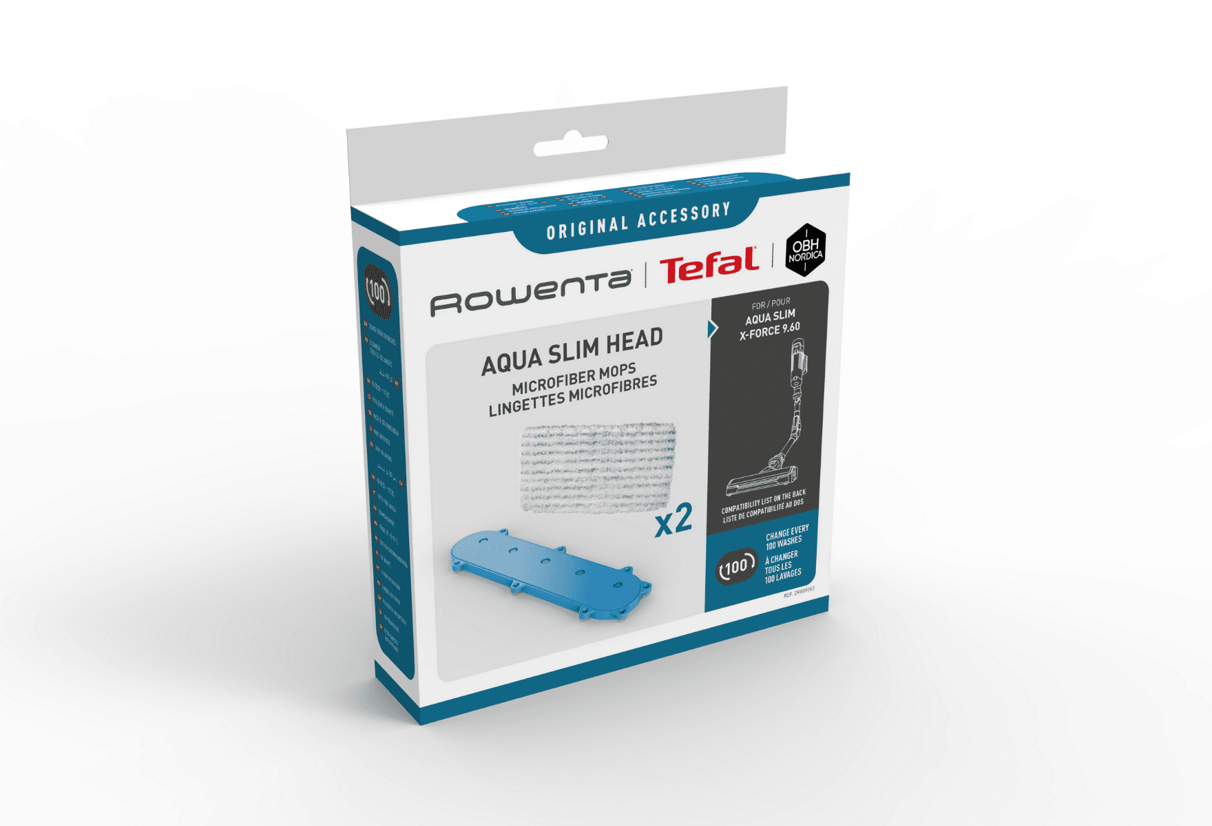 Kit 2 mopuri din microfibra Rowenta ZR009502  compatibile cu capul de aspirare Aqua Slim al aspiratorului vertical Rowenta X-Force Flex 9.60  seriile
