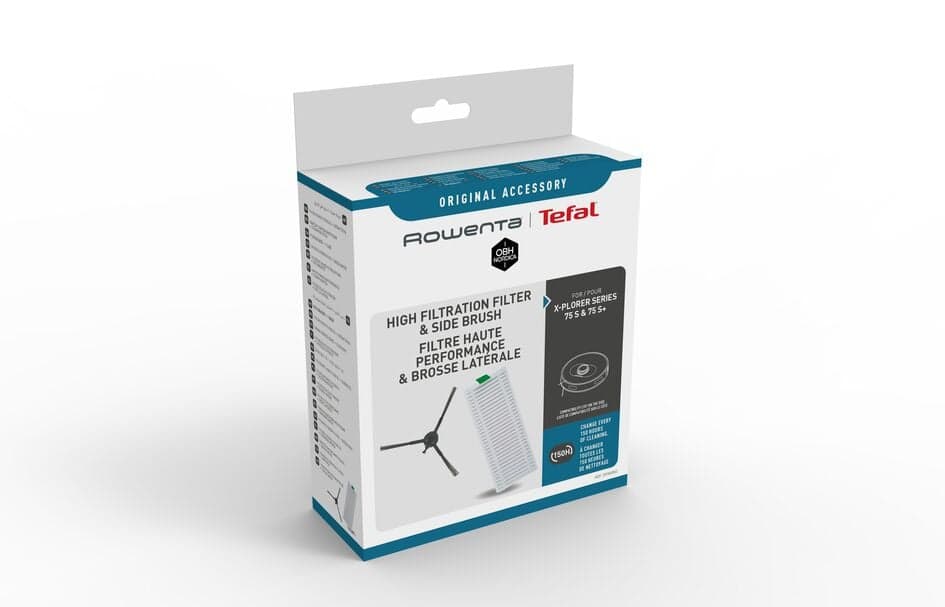 Kit Rowenta ZR185002 cu filtru de inalta performanta si perii laterale  compatibil cu aspiratorul robot Rowenta X-Plorer S75 si S75+  seriile RR85xx