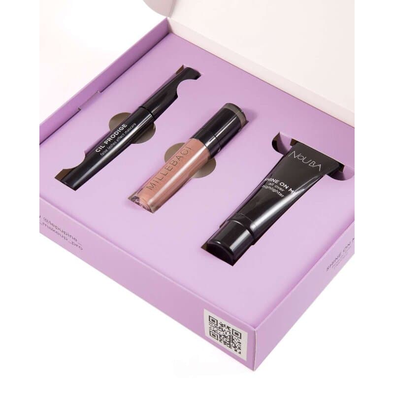 Nouba SHINE ON ME GIFT SET NUDE (Cil prodige Mascara + Millebaci 16 + Shine on Me all over highlighter)