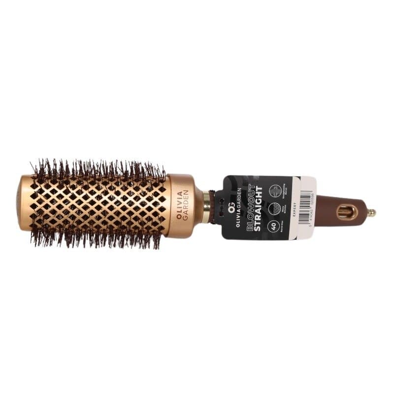 Olivia Garden Expert Blowout Straight Gewellte Borsten Gold&Braun 40 mm