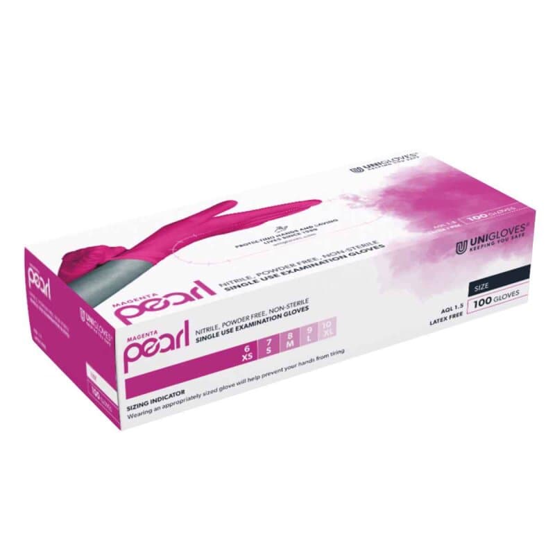 Nitril-Einweghandschuhe UNIGLOVES L 100er Box magenta