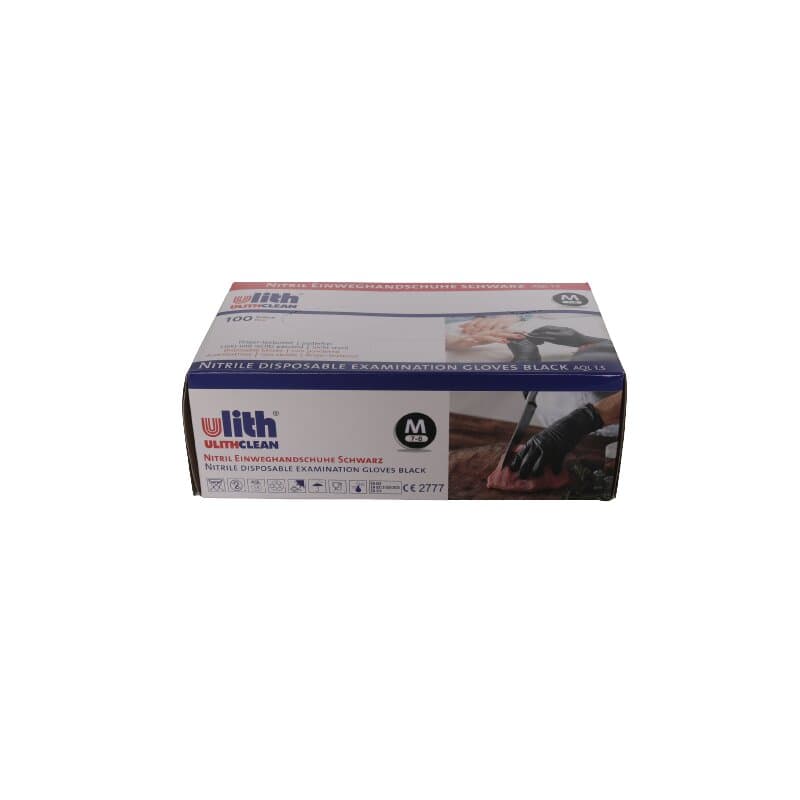 Ulith Nitril-Handschuhe ungepudert, Größe M, Box à 100 Stück, schwarz