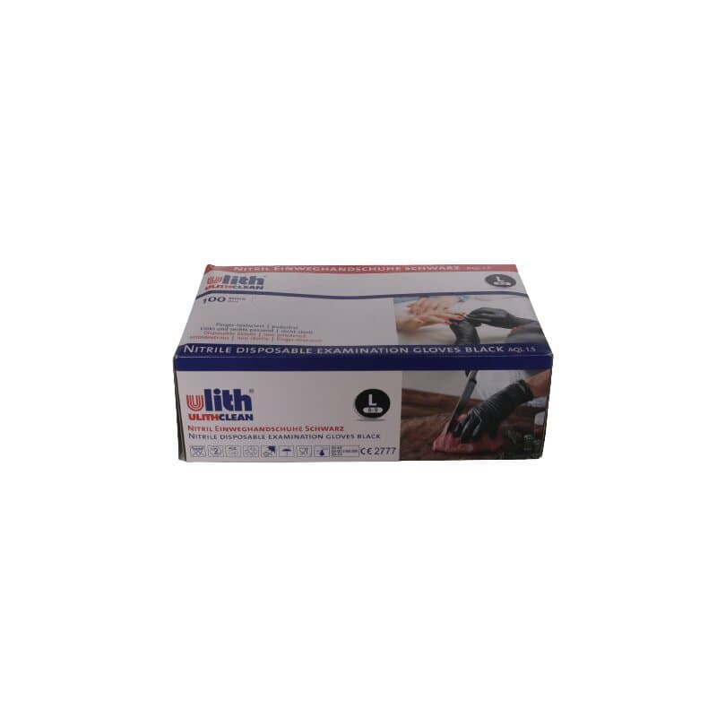 Ulith Nitril-Handschuhe ungepudert, Größe L, Box à 100 Stück, schwarz