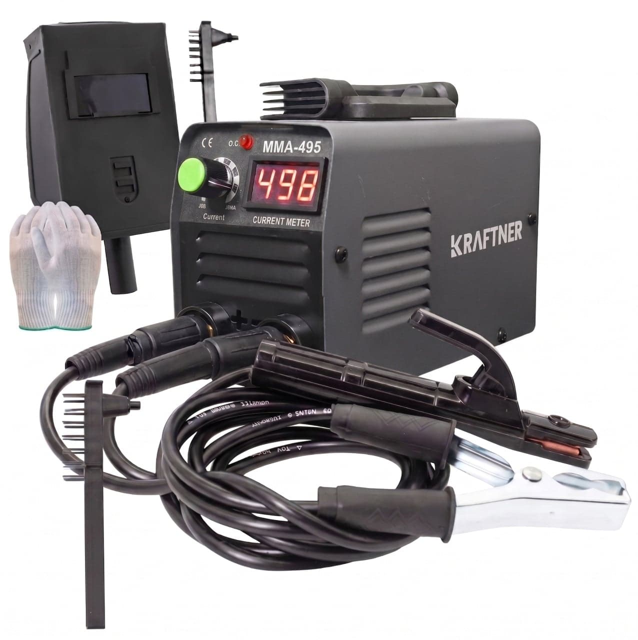 Aparat de sudura invertor MMA, KRAFTNER, 495a, afisaj digital, accesorii incluse, manusi bonus, cablu 1,8m KF-2759
