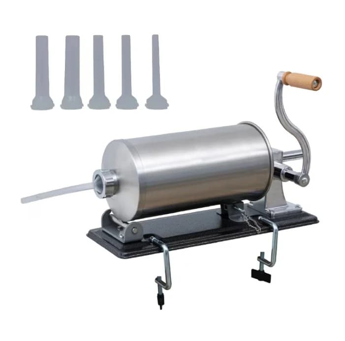 Masina de umplut carnati 5KG, orizontala profesionala inox, cu 5 palnii, sistem Airstop, CAMPION CMP1166