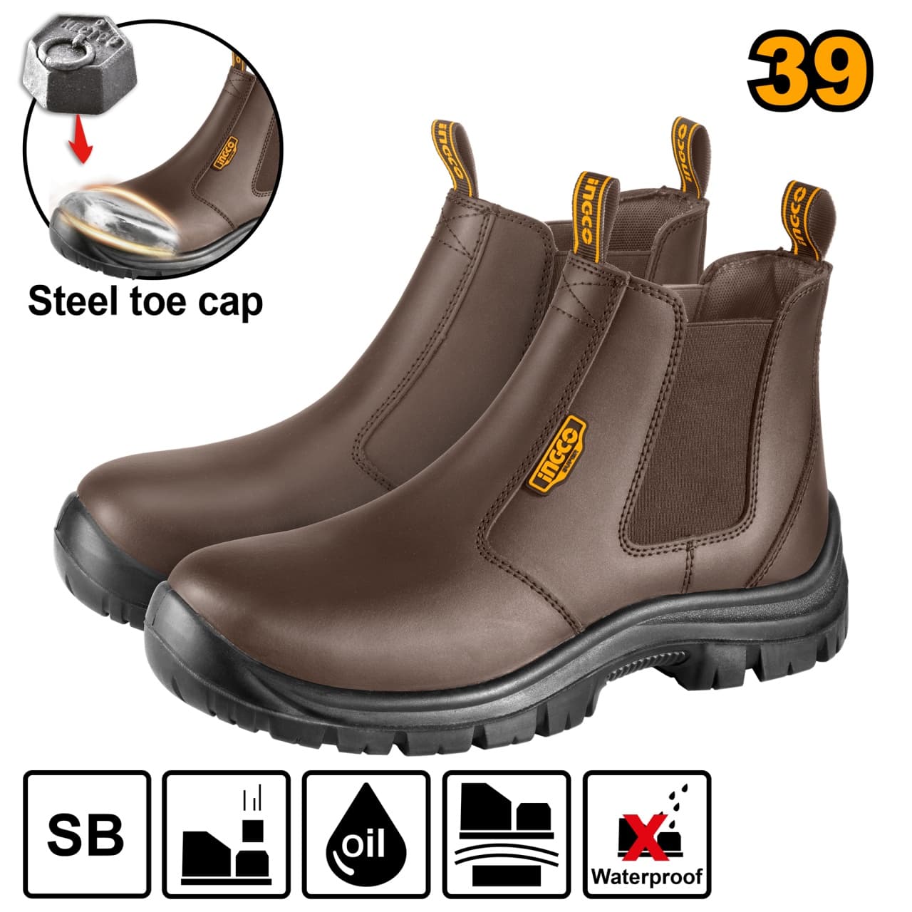 Ghete Protectie Maro cu Varf Metalic 45 INGCO SSH08SB.45
