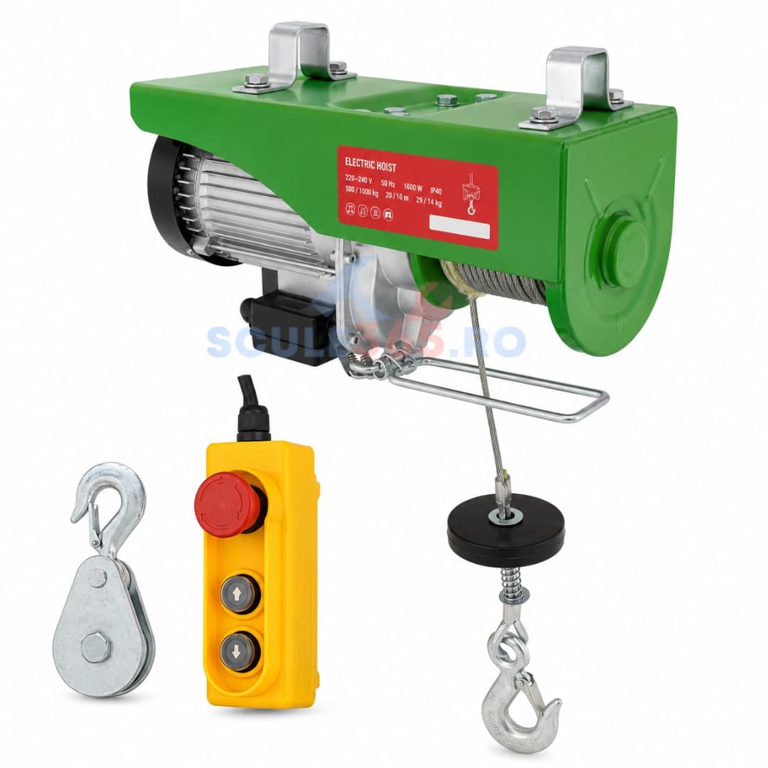 Macara electrica 1200kg, 1600w, 20m / 10m, troliu electric, electropalan CAMPION PROFESSIONAL