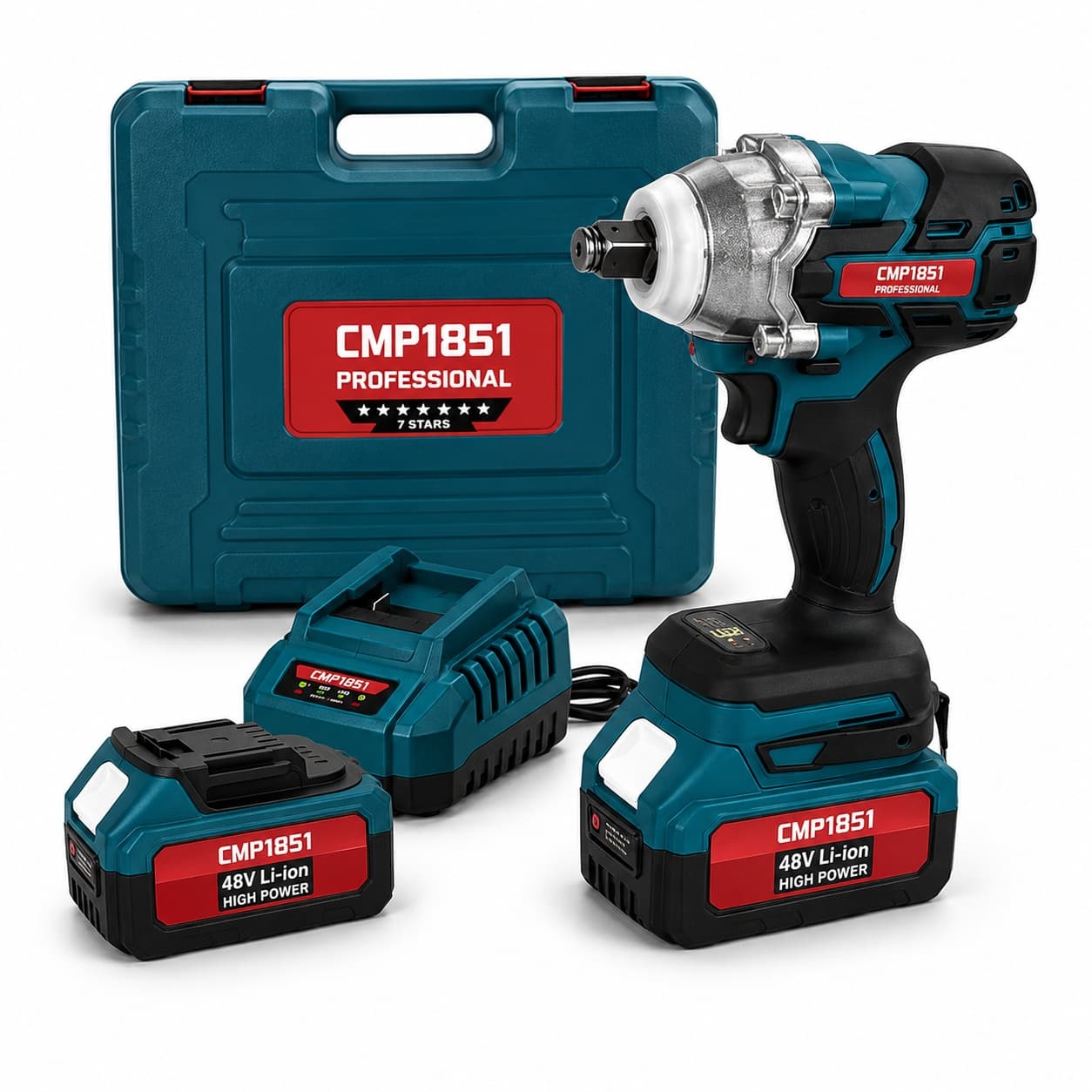 Masina de insurubat Cheie cu impact 48V 10Ah , cu 2 acumulatori si accesorii CAMPION PROFESSIONAL CMP1851