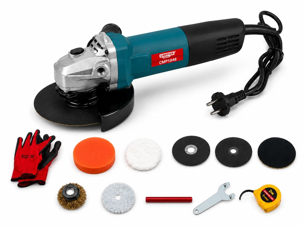 Polizor unghiular 1250W, 11000rpm, 10 accesorii incluse, flex CAMPION PROFESSIONAL CMP1848