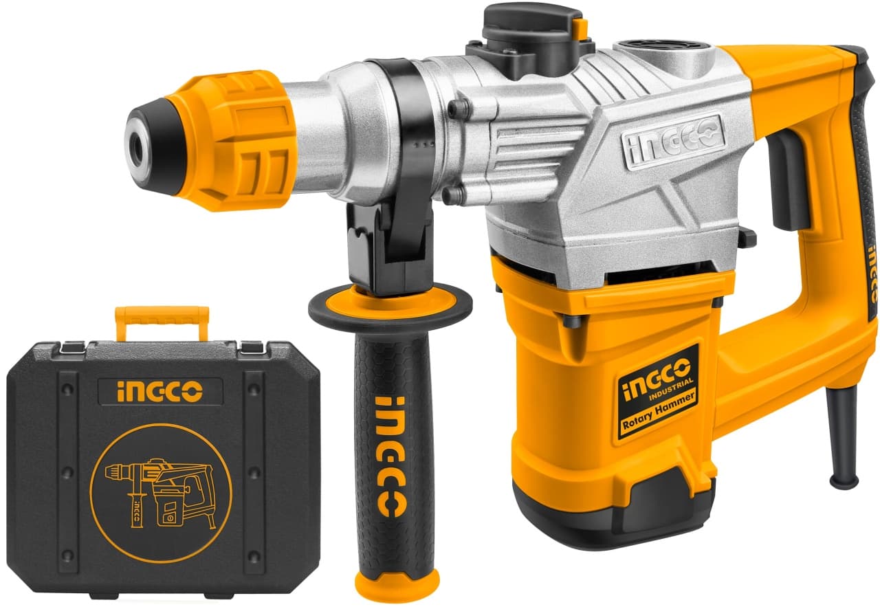 Ciocan rotopercutor 1250W, 5J, 850rpm, 3800bpm, SDS Plus, cu 3 burghie si 2 dalți, INGCO RH12008
