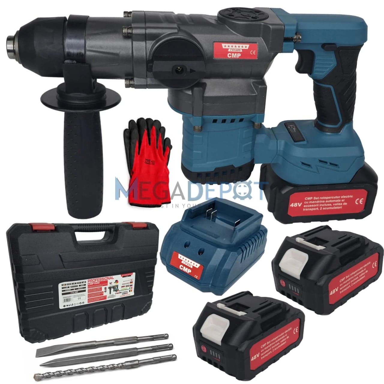 Ciocan Rotopercutor 9J, Brushless, cu 2 acumulatori 48V, 3500W, Campion PROFESSIONAL CMP1840