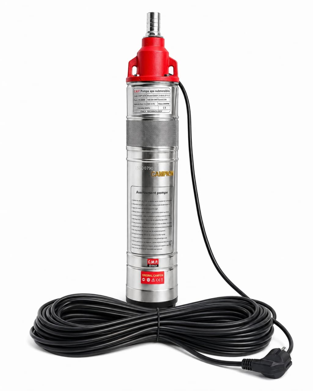 Pompa Apa Submersibila CABLU 20M, 1500W, Melc Inox, 4QGD, 140m inaltime, 5000l/h, IP68 – Cod CMP1475