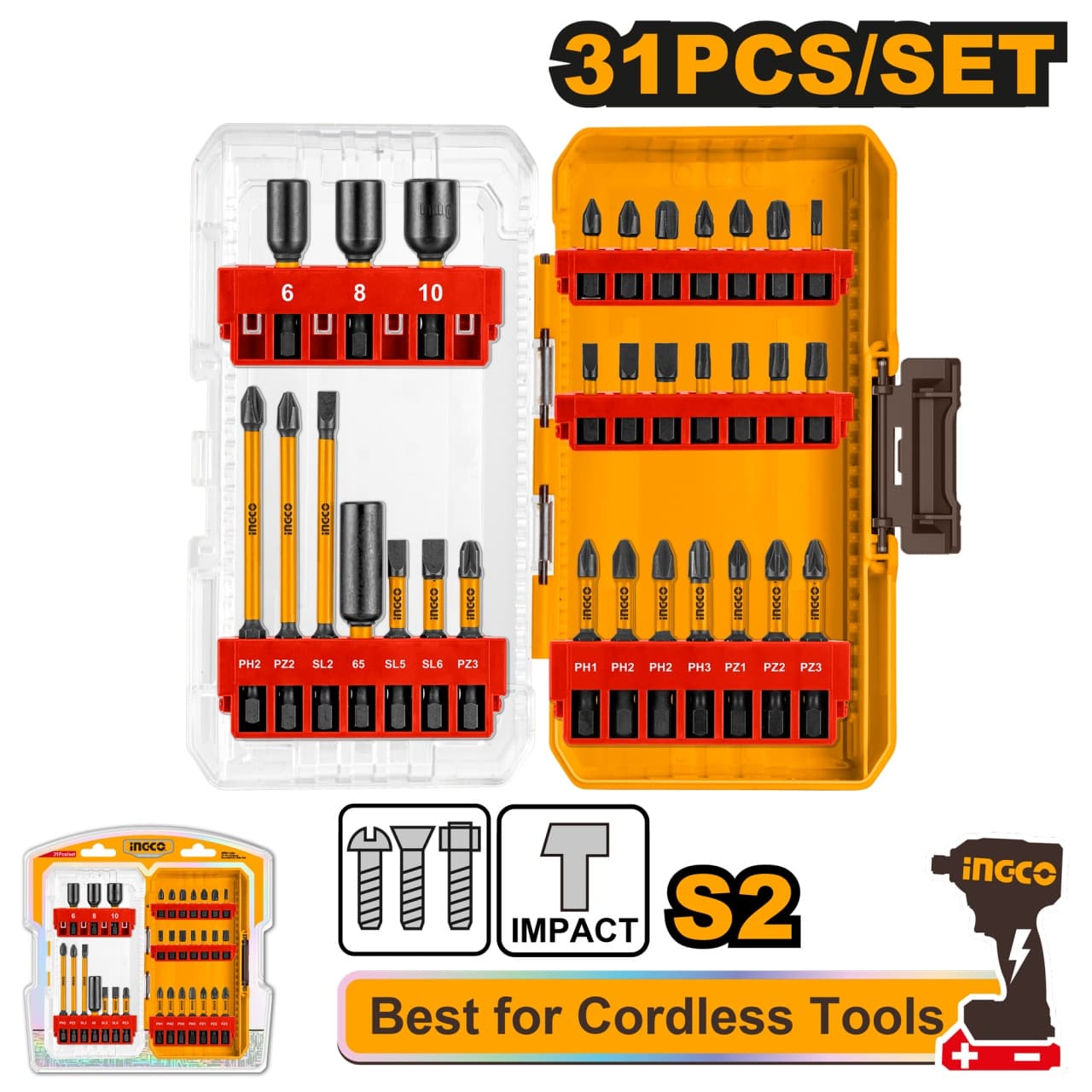 Set Biti Impact 31buc AKDL11306 – biti impact 25mm 50mm 89mm cu tubulare magnetice si suport pentru insurubat profesional