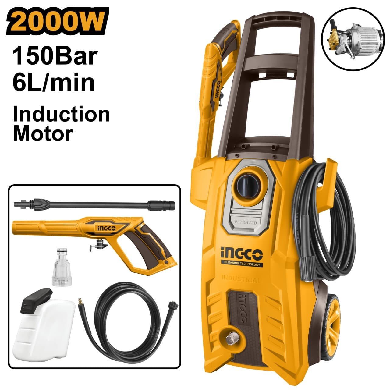 Aparat de Spalat cu Pesiune turbojet 2000W 150bar Ingco HPWR20008