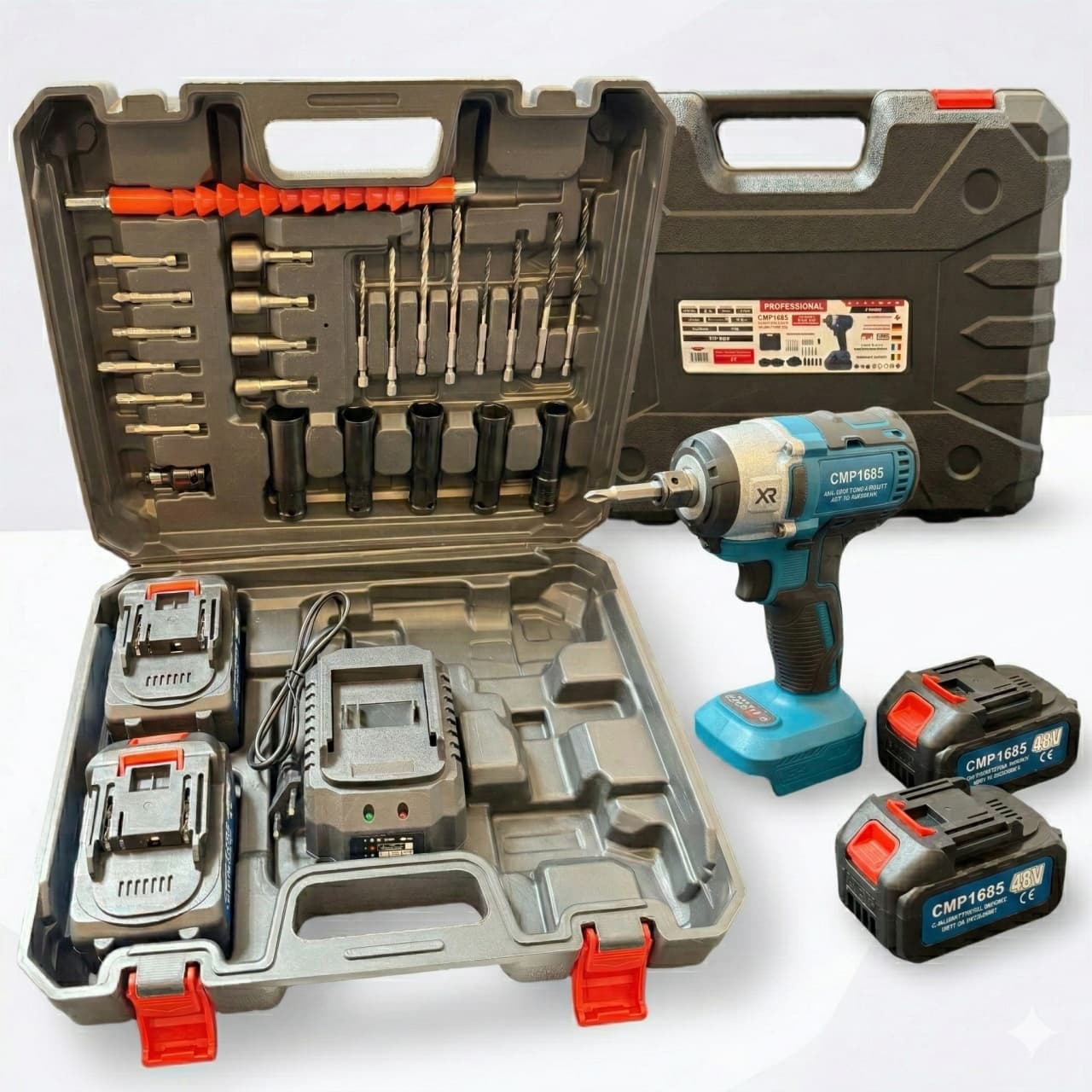Masina de insurubat Cheie cu impact 350nM, cu 2 acumulatori 48v,, 3000rpm, 3200bpm Campion PROFESSIONAL CMP1685