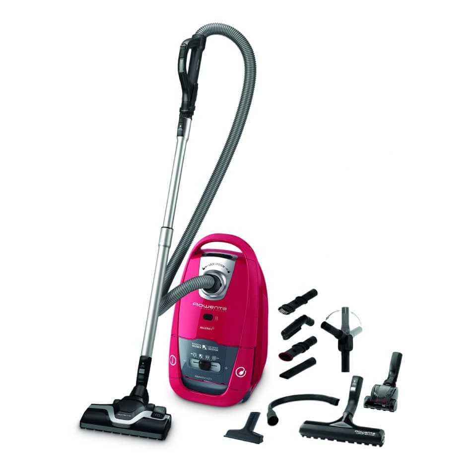 Aspirator cu sac Rowenta Silence Force RO7793EA 450W recipient praf 4.5 L 3 nivele de putere accesorii Animal Care Pro Allergy+ 64 dB rosu