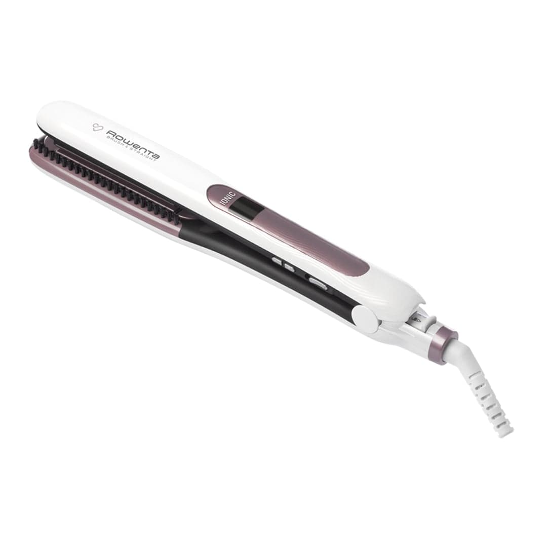 Placă de păr Rowenta Brush&Straight Premium Care SF7510F0 LCD 130 - 200 °C perie integrată cu peri turali plăci mobile ionizare Cashmere Ke