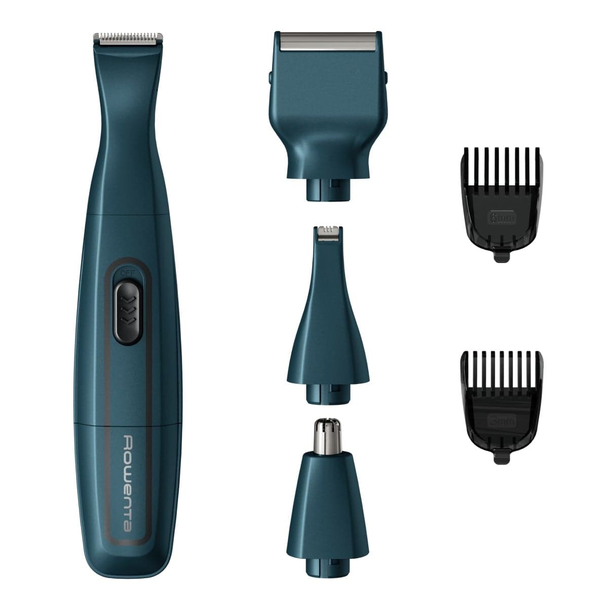 Aparat de tuns barba Rowenta Nomad TN3651F0 lame inox cu înveliş din titan rezistent la apa accesoriu pentru ras baza de depozitare albastru