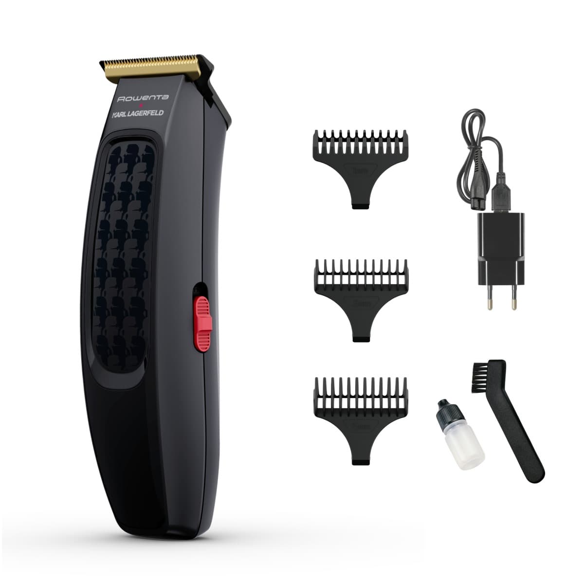 Aparat de tuns parul Rowenta x Karl Lagerfeld Perfect Line TN182LF0 lame inox 6 piepteni 5200 rpm negru