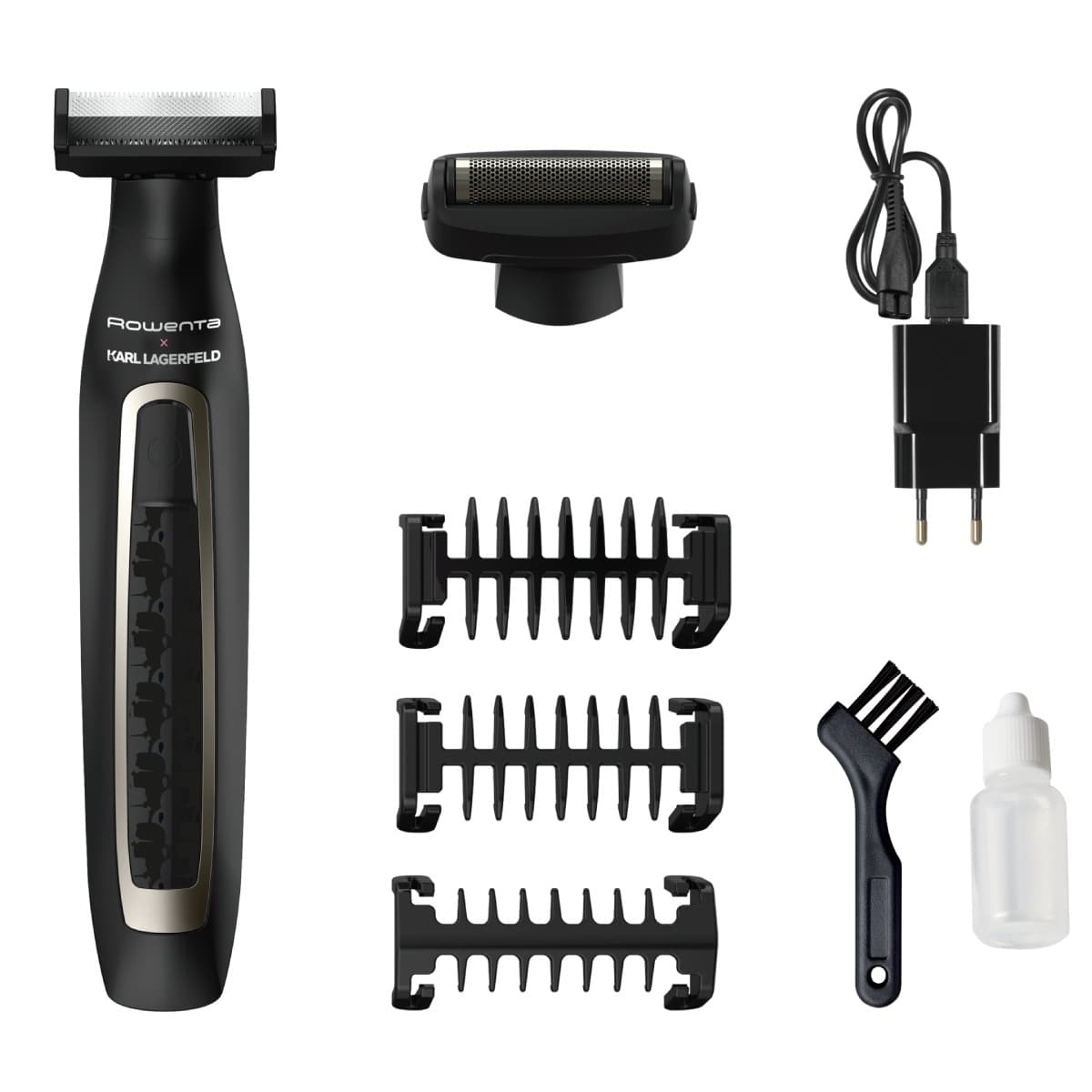 Aparat de tuns ras si conturat Rowenta X Karl Lagerfeld Forever Sharp TN602LF0 8000 rpm lame inox autonomie 120 minute negru