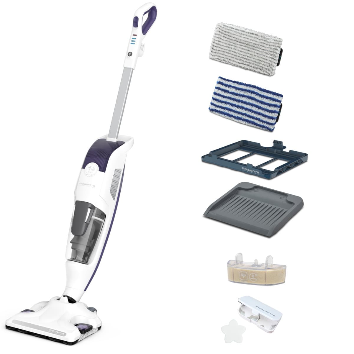 Aspirator cu abur Rowenta Clean & Steam Revolution RY7731WH 1500W cablu 7.5m accesoriu covoare filtru anticalcar alb/mov