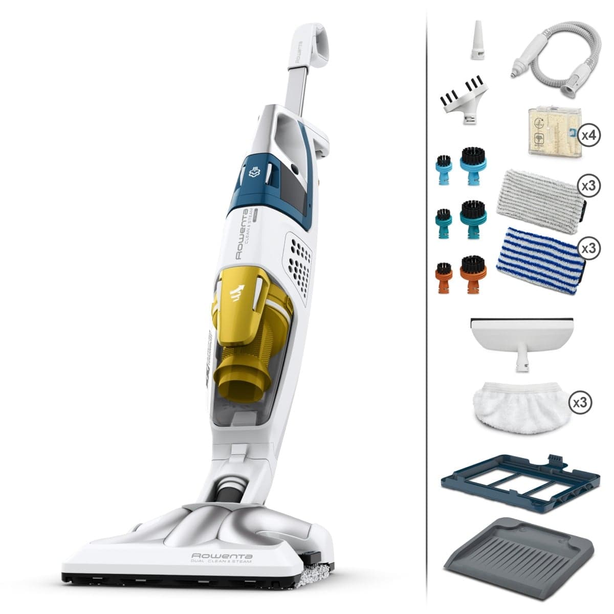 Aspirator cu abur Rowenta RY8561WH Clean & Steam Multi 1700 W autonomie abur 30 min recipient praf 0.5 L recipient apa 0.4L Alb/Albastru