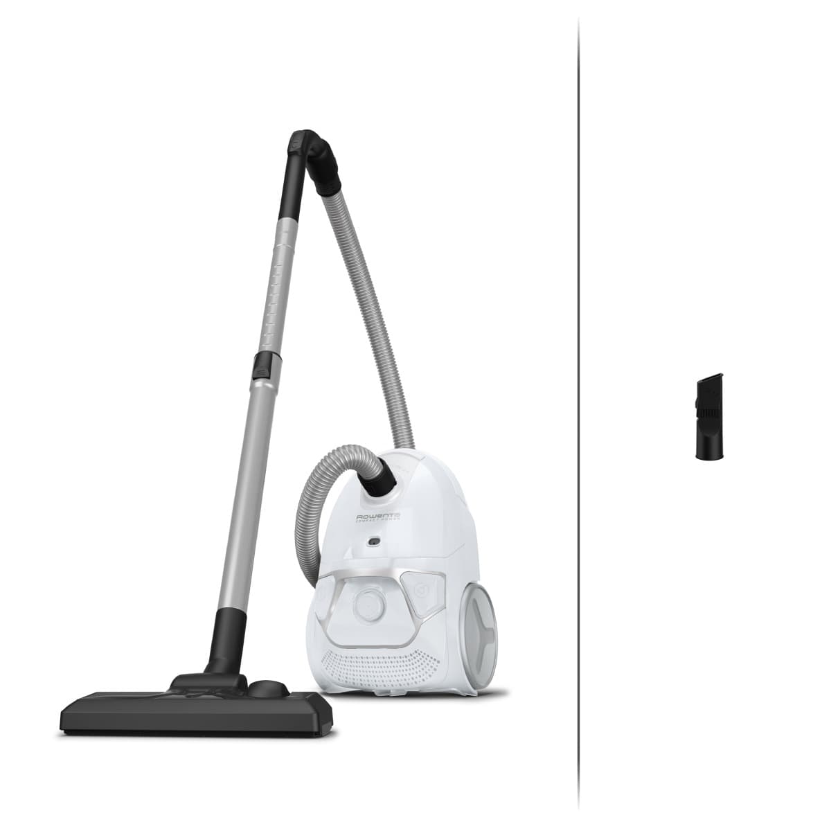 Aspirator cu sac Rowenta Compact Power RO3927EA 750W filtrare 2 nivele 99.98% recipient sac 3L raza de operare 8.8m alb