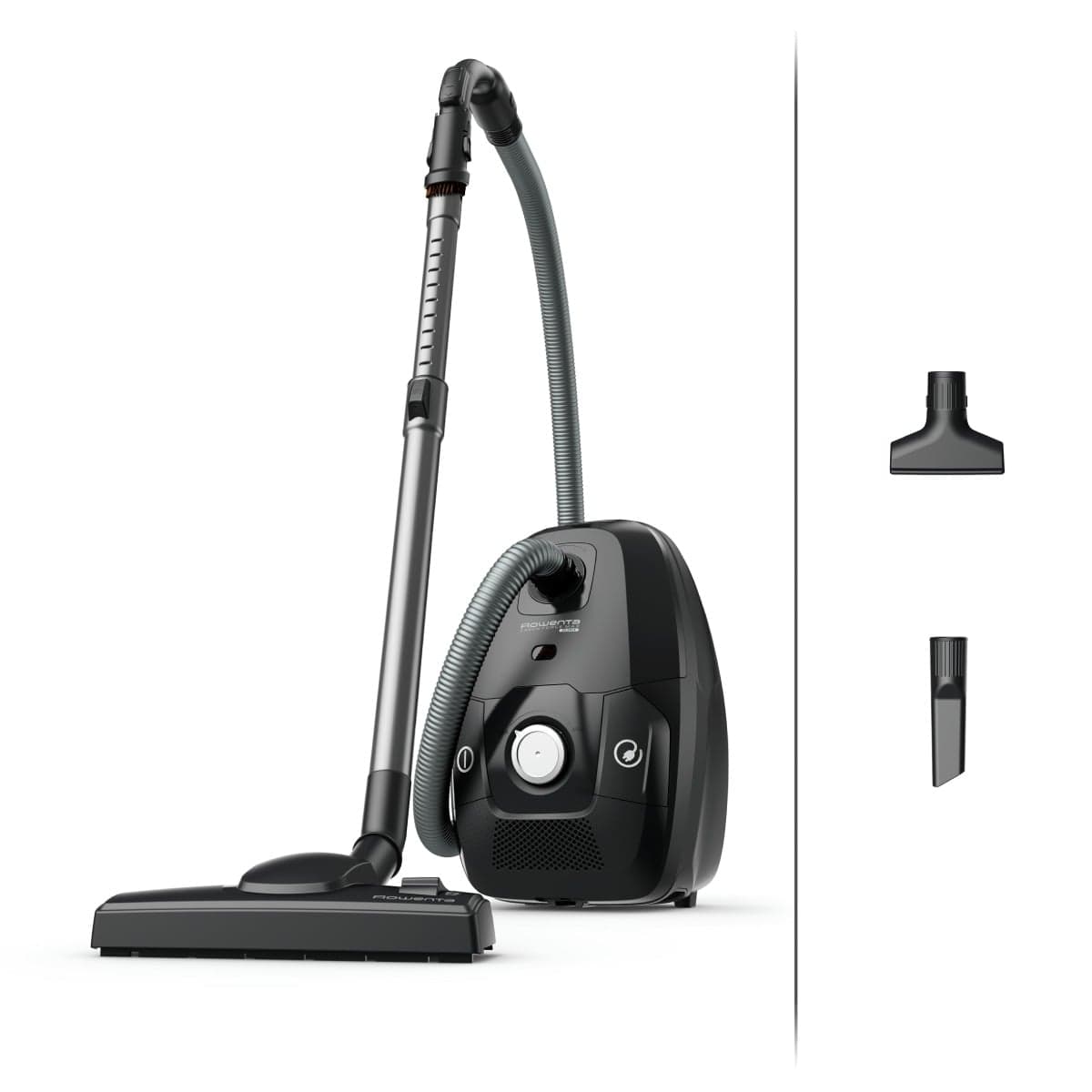 Aspirator cu sac Rowenta Green Force Max Silence RO6136EA 750 W 70% plastic reciclat 3 niveluri de filtrare sac Hygiene+ Negru/argintiu