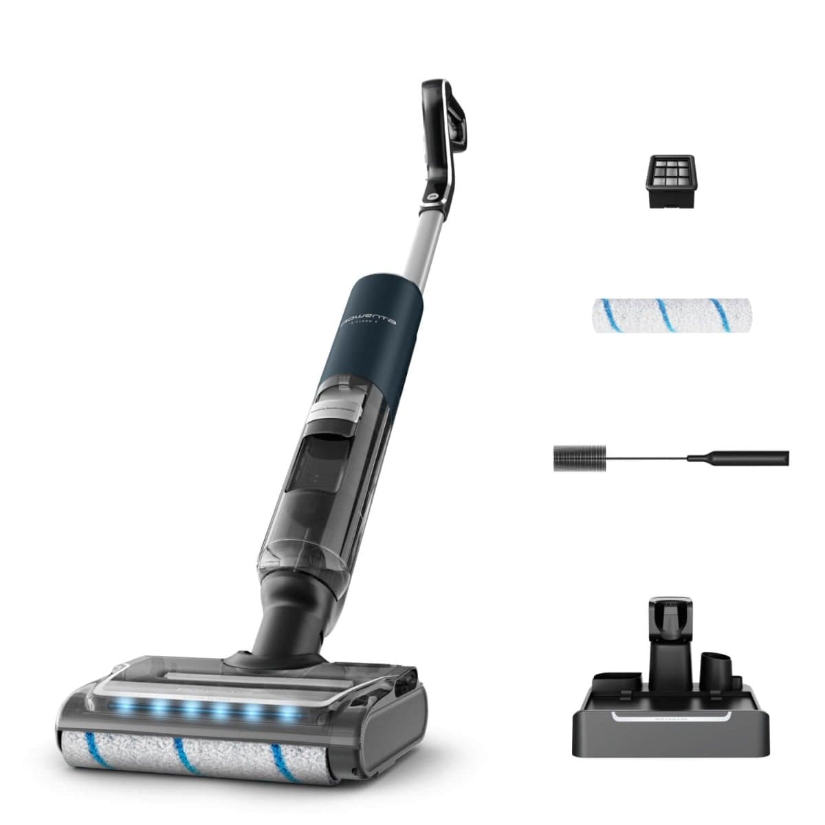 Aspirator cu spalare Rowenta X-Clean 7 GZ5735E0 250 W 530 RPM pana la 50 min autonomie ecran LED functie uscare & autocuratare baza de incarcare