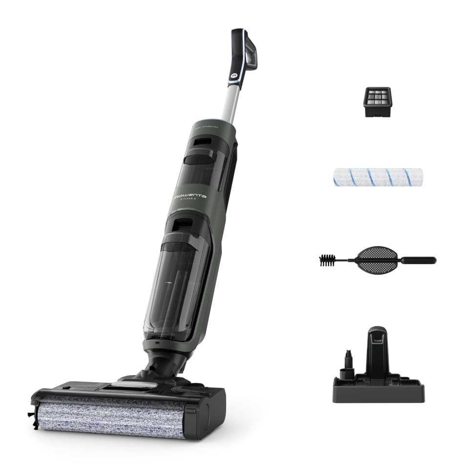 Aspirator cu spalare Rowenta X-Clean 4 GZ5037WO 200W 425 RPM pana la 50 min autonomie ecran LED functie autocuratare baza de incarcare nivel sc