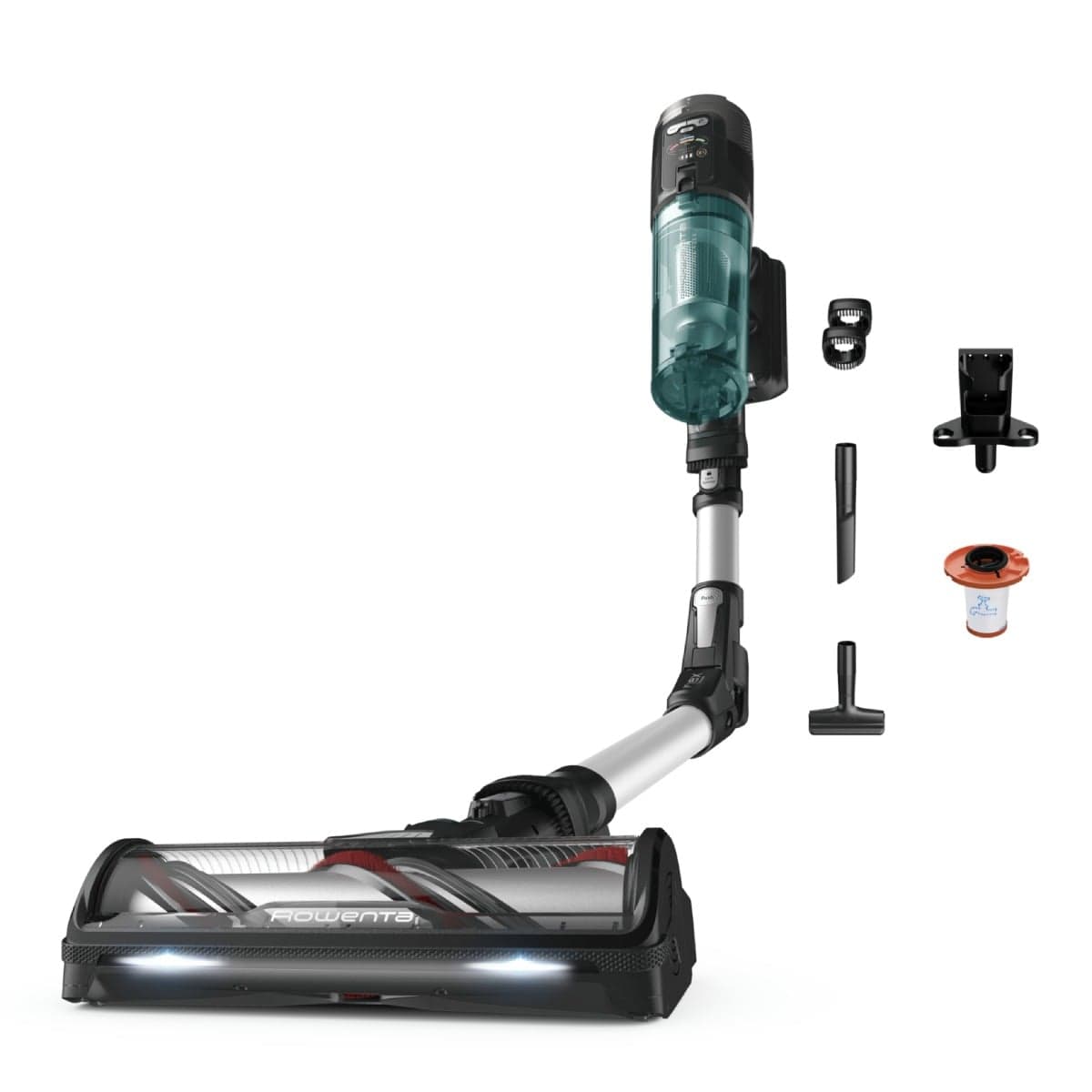 Aspirator vertical Rowenta X-Force Flex 13.60 RH9A32WO 380W autonomie 60 min perie cu LED panou Smart Control Display filtrare 99 9% recipient p