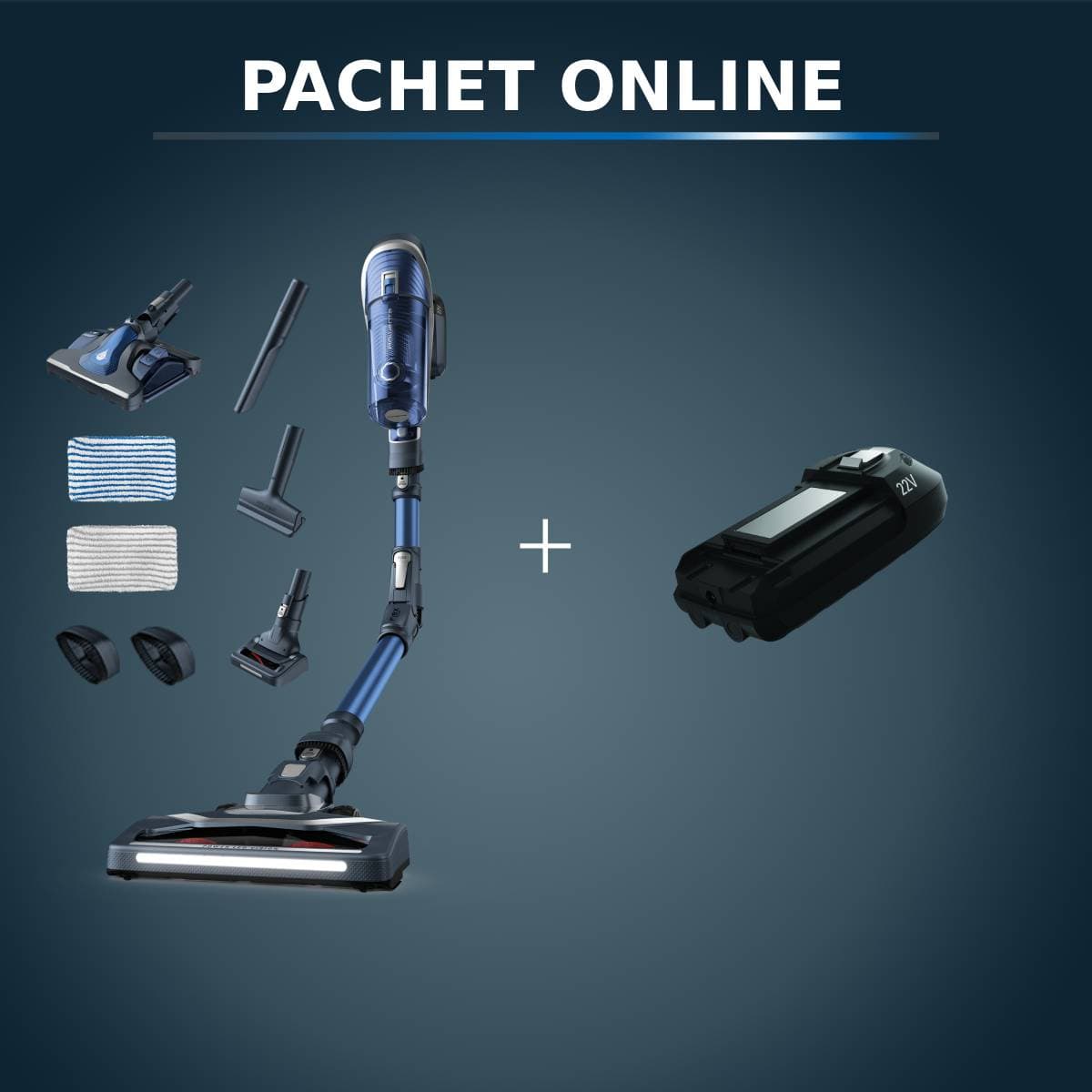 Pachet PROMO Aspirator vertical Rowenta X-Force Flex 8.60 Aqua RH9690WO & Baterie Rowenta ZR009700 22V Lithium-ion