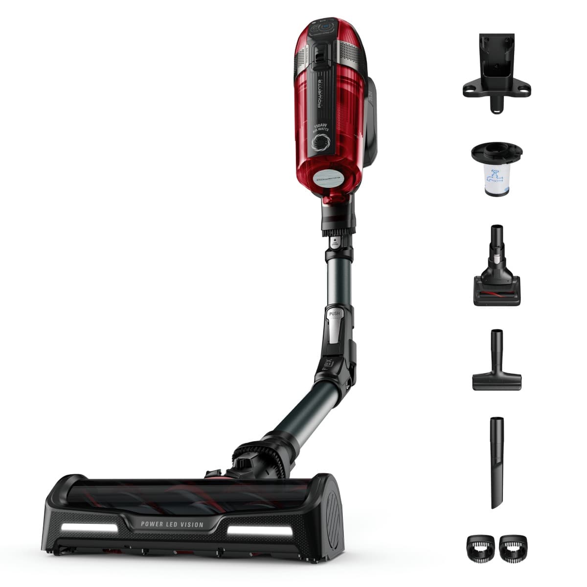 Aspirator vertical Rowenta X-Force Flex 12.60 RH98A8WO 2 in 1 putere 320 W putere aspirare 150 AirWats autonomie pana la 45 min tehnologie ciclon