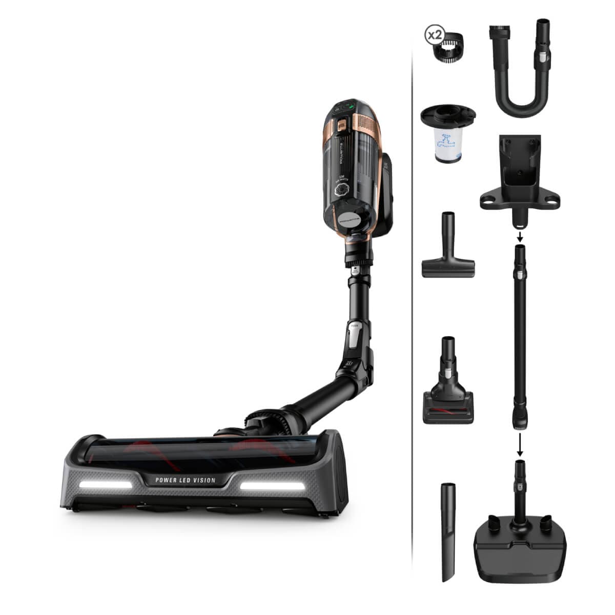 Aspirator vertical Rowenta X-Force Flex 15.60 RH99F1WO 520W Tehnologie flex display control accesorii animal care stație încărcare recipient
