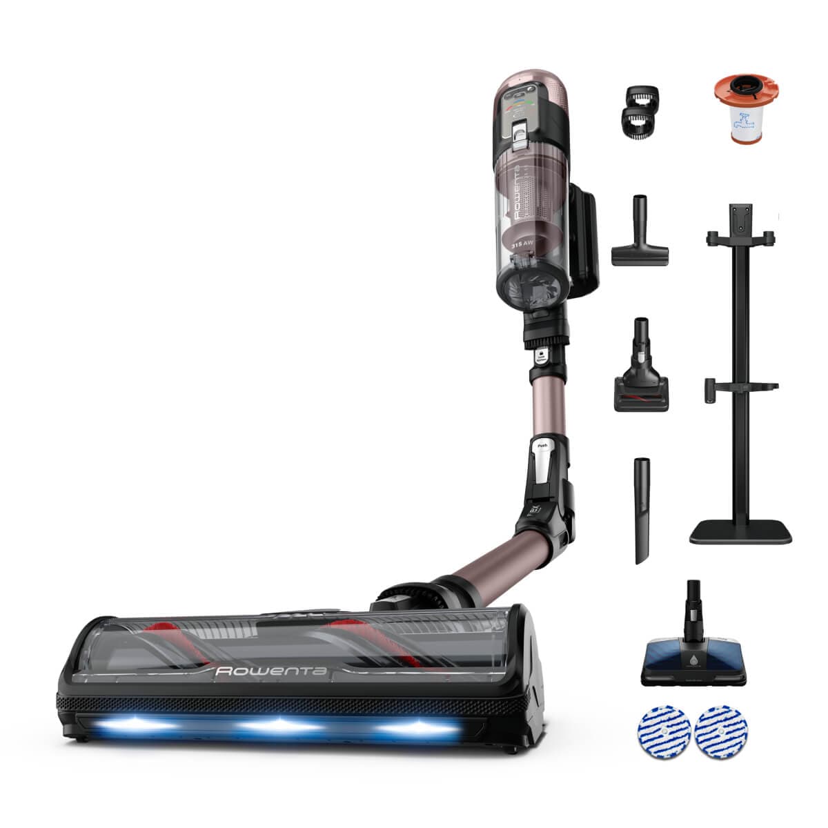 Aspirator vertical Rowenta X-Force Flex 16.60 Aqua RH9CD9E0 780W autonomie 120 min tehnologie flex display control accesorii animal care statie