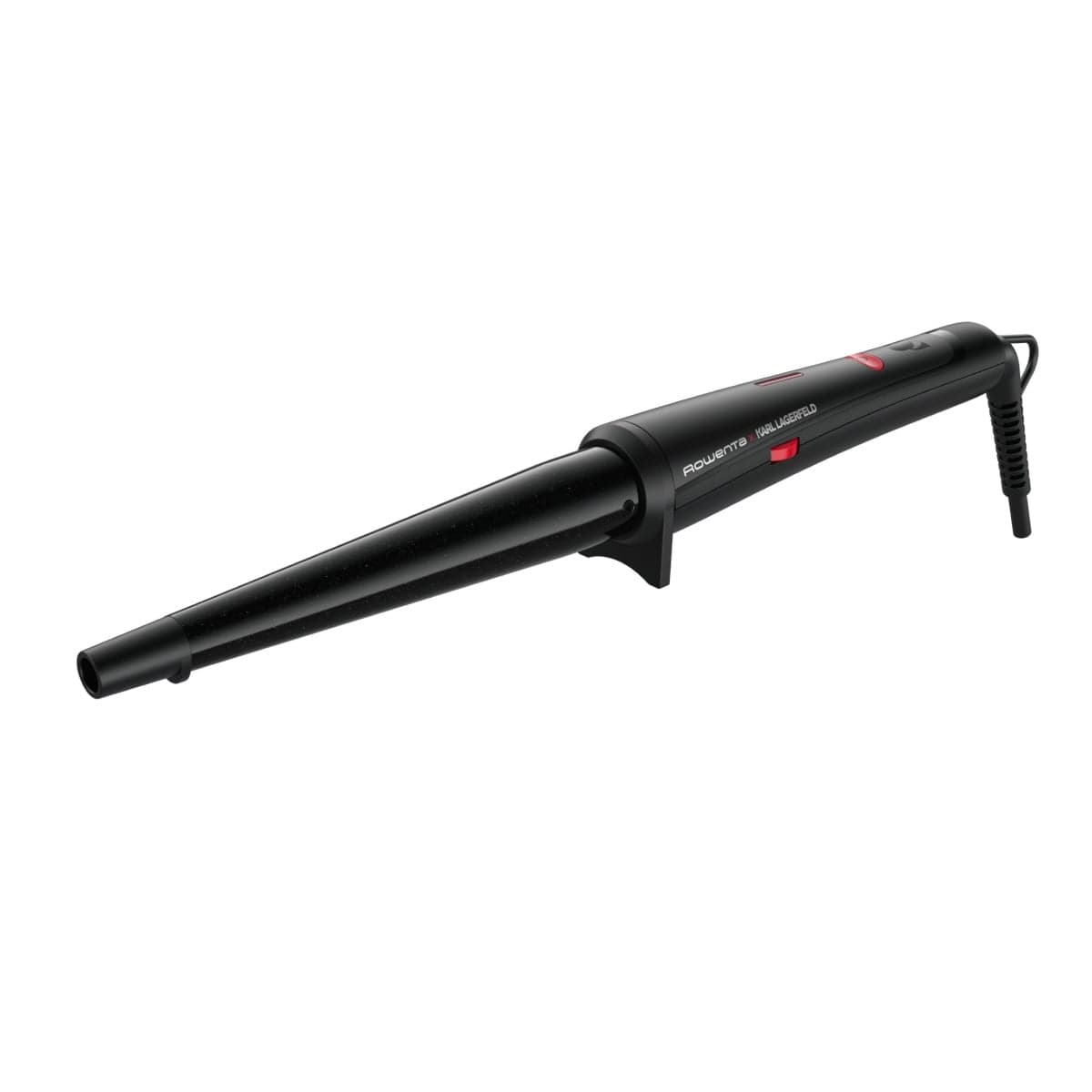 Ondulator de păr conic Rowenta Karl Lagerfeld CF324LF0 înveliș Keratin & Glow 120-200 °C mănușă de protecție negru&roșu