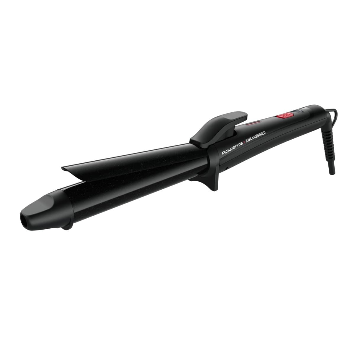 Ondulator de par Rowenta Karl Lagerfeld CF321LF0 înveliș exclusiv Keratin & Glow 200°C cablul 1.8m negru&roșu