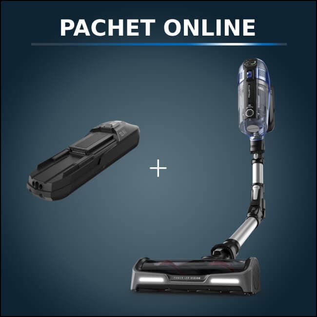 Pachet PROMO Aspirator vertical fara fir Rowenta X-Force Flex 14.6 Aqua RH99C3WO si Baterie Rowenta ZR009702 cu autonomie extinsa