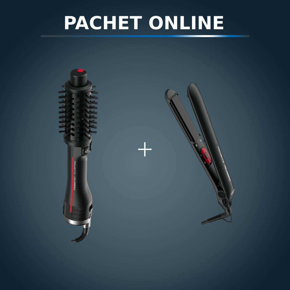 Pachet PROMO Perie rotativă cu aer cald Rowenta Karl Lagerfeld Pro Stylist CF961LF0 & Placă de păr Rowenta EasyLiss Karl Lagerfeld SF161LF0