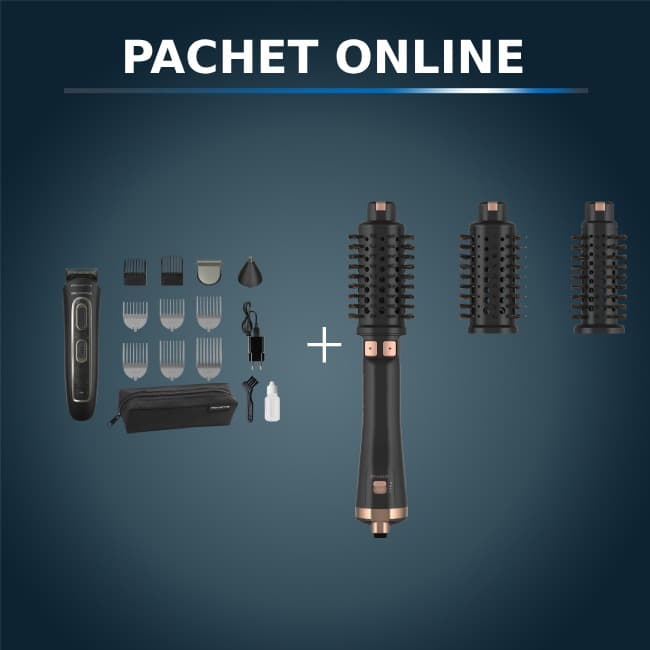 Pachet PROMO Peria rotativă cu aer cald Rowenta Ultimate Experience CF9620F0 si Aparat de tuns multifunctional Rowenta x Karl Lagerfeld Trim & Style
