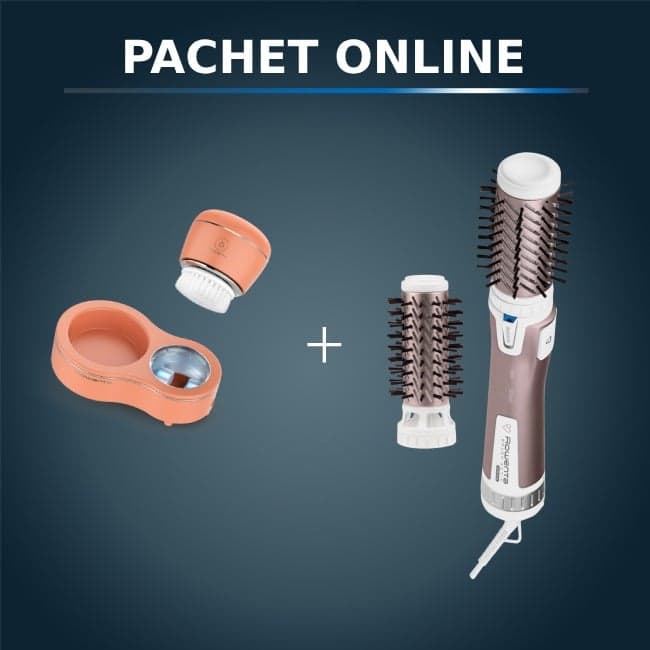 Pachet PROMO Perie rotativa Rowenta Brush Activ' Premium Care CF9540 & Perie electrica de curatare faciala Rowenta My Beauty Routine Anti-Blemish LV40