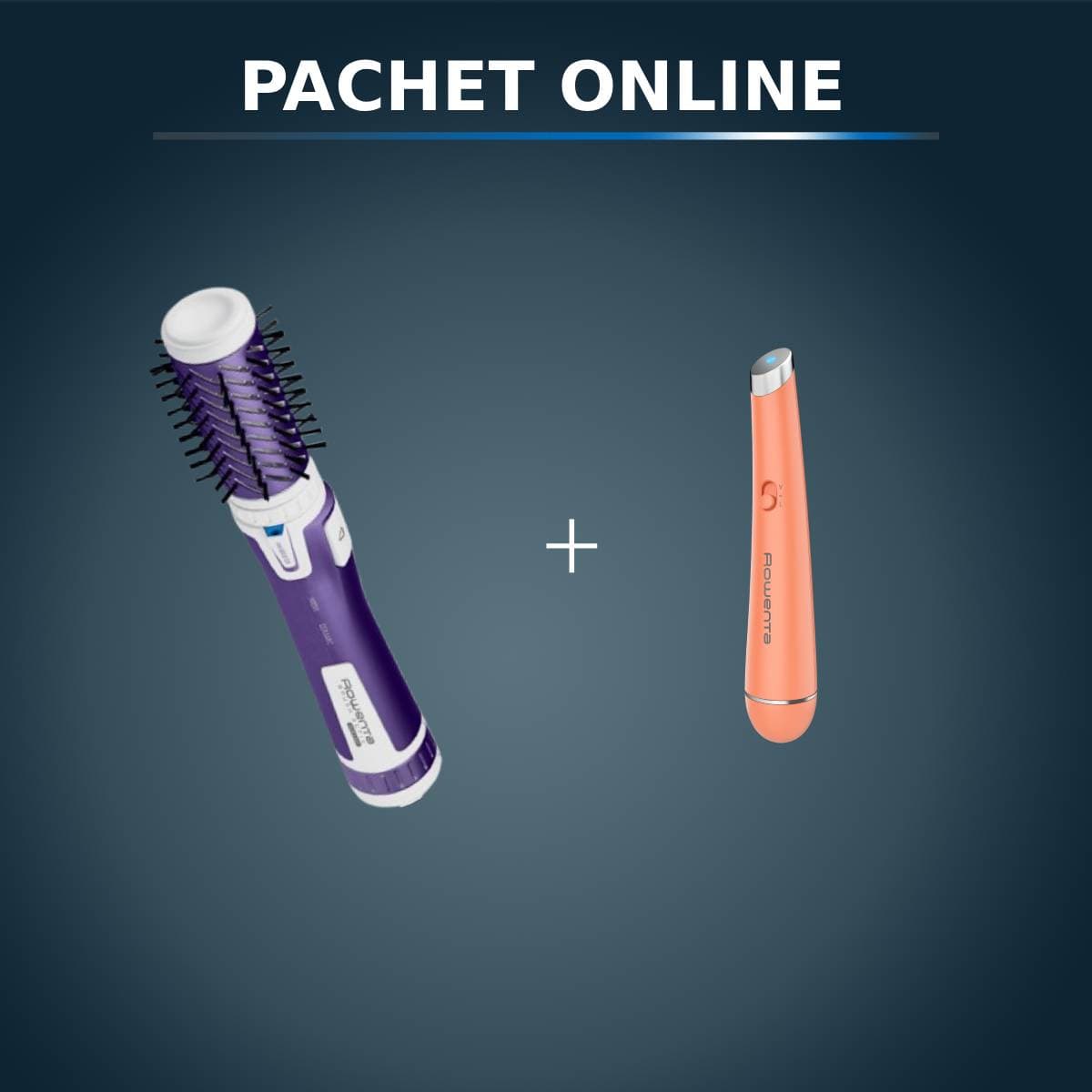 Pachet PROMO Perie rotativă Rowenta Brush Activ' Volume&Shine 2 CF9530F0 & Aparat de masaj anti-oboseala pentru ochi Rowenta My Beauty Routine LV2010