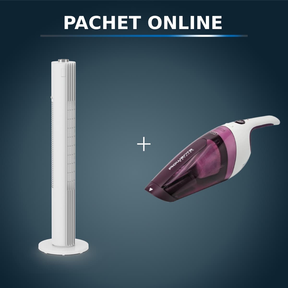 Pachet PROMO Ventilator Rowenta Urban Cool VU6720F0 si Aspirator de mână Rowenta Extenso Dry AC232001