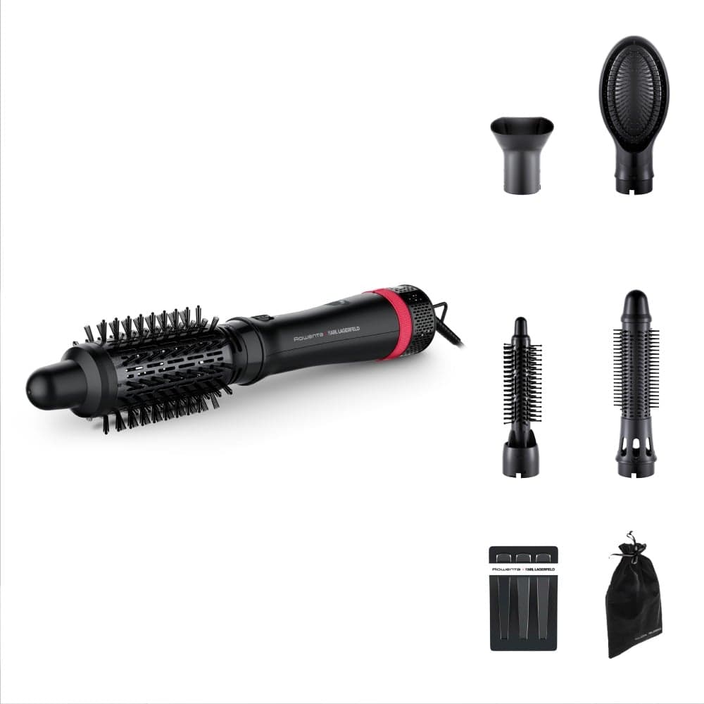 Perie cu aer cald Rowenta x Karl Lagerfeld Express Style CF635LF0 800W cablu rotativ 360° 3 trepte de viteza / temperatura 5 accesorii invelis K