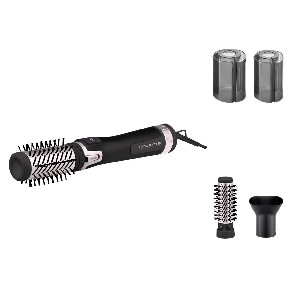 Perie rotativa Rowenta Brush Activ' Dry & Style CF9550F0 1000 W generator de ioni jet de aer rece inel de agatare negru