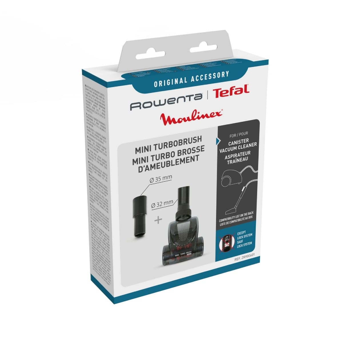 Perie Rowenta ZR900601 Mini Turbo cu diametru de 32 mm si adaptor de 35 mm compatibila cu aspiratoarele Rowenta Compact Power Swift Power Compact P