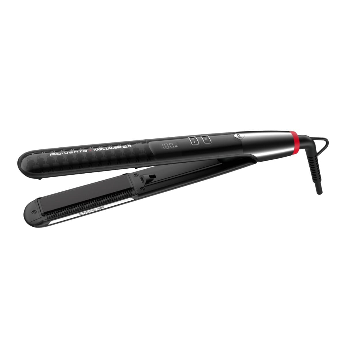 Placă de păr Rowenta X Karl Lagerfeld SF466LF0 înveliș Keratin & Glow plăci flotante 140 - 210 grade ecran LCD negru